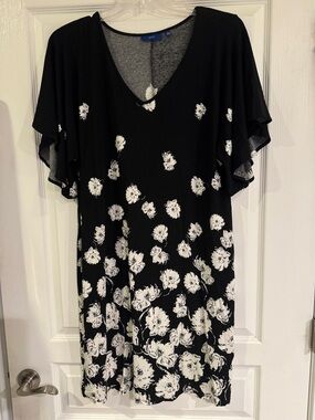 Apt. 9 Black Dress with White Floral Print